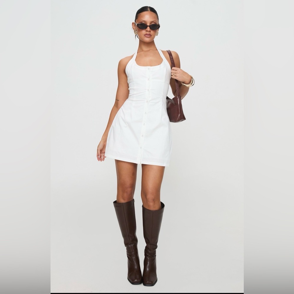 Princess Polly Mallorie Halter Mini Dress White Size